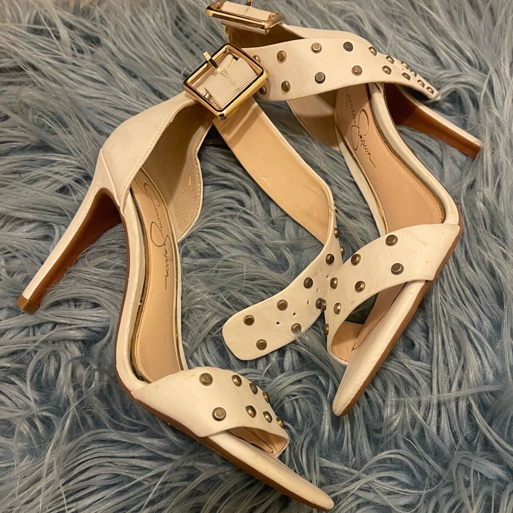 White studded Jessica Simpson heels